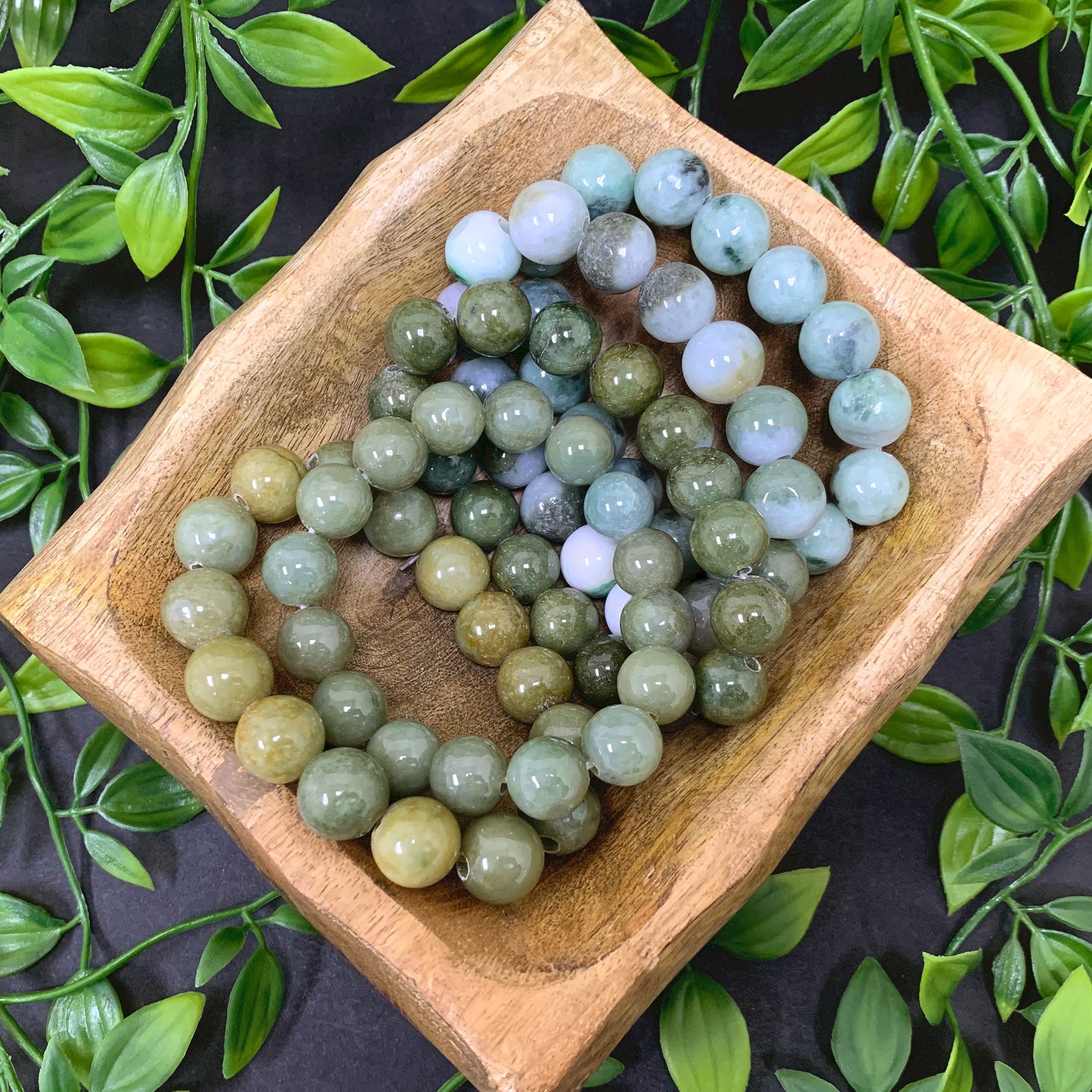 Natural Jade Gemstone Round Bead Unisex Handmade Stretch Bracelet - Gem Avenue