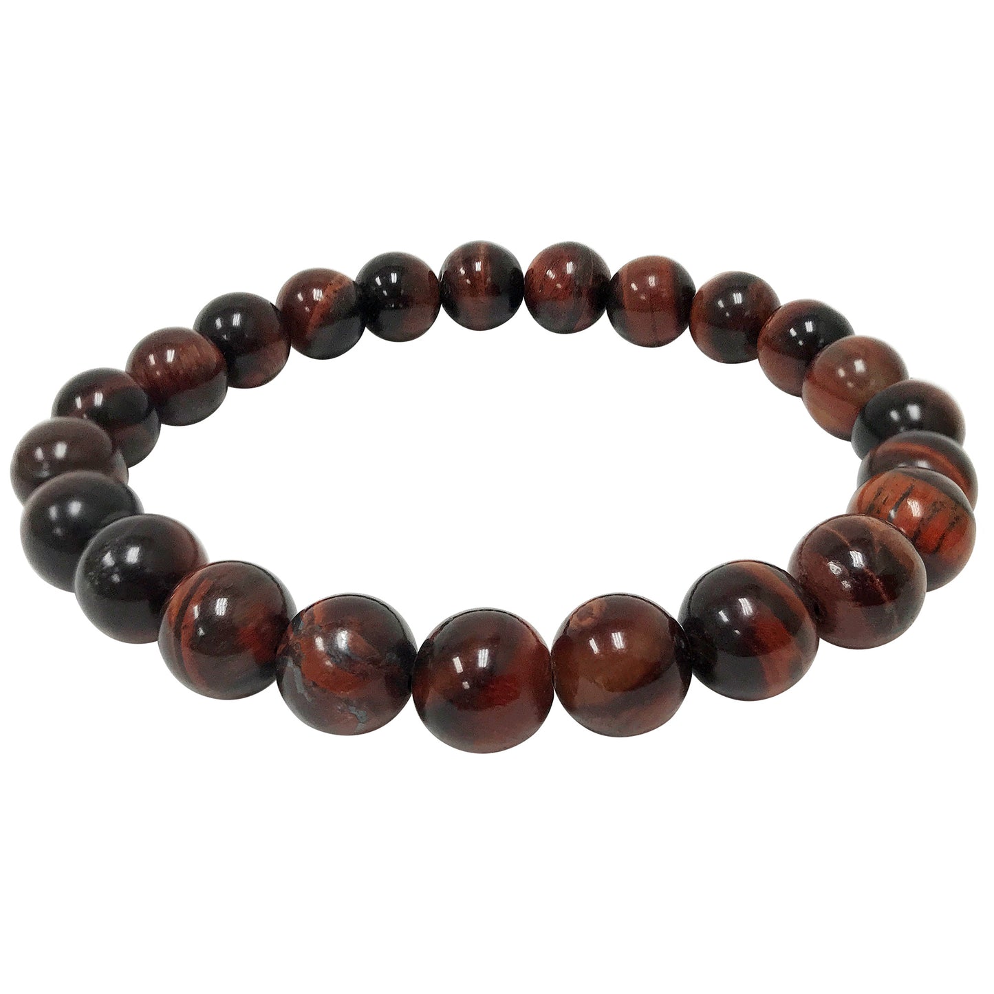 Red Tigers Eye Bead Unisex Handmade Stretch Bracelet - Gem Avenue