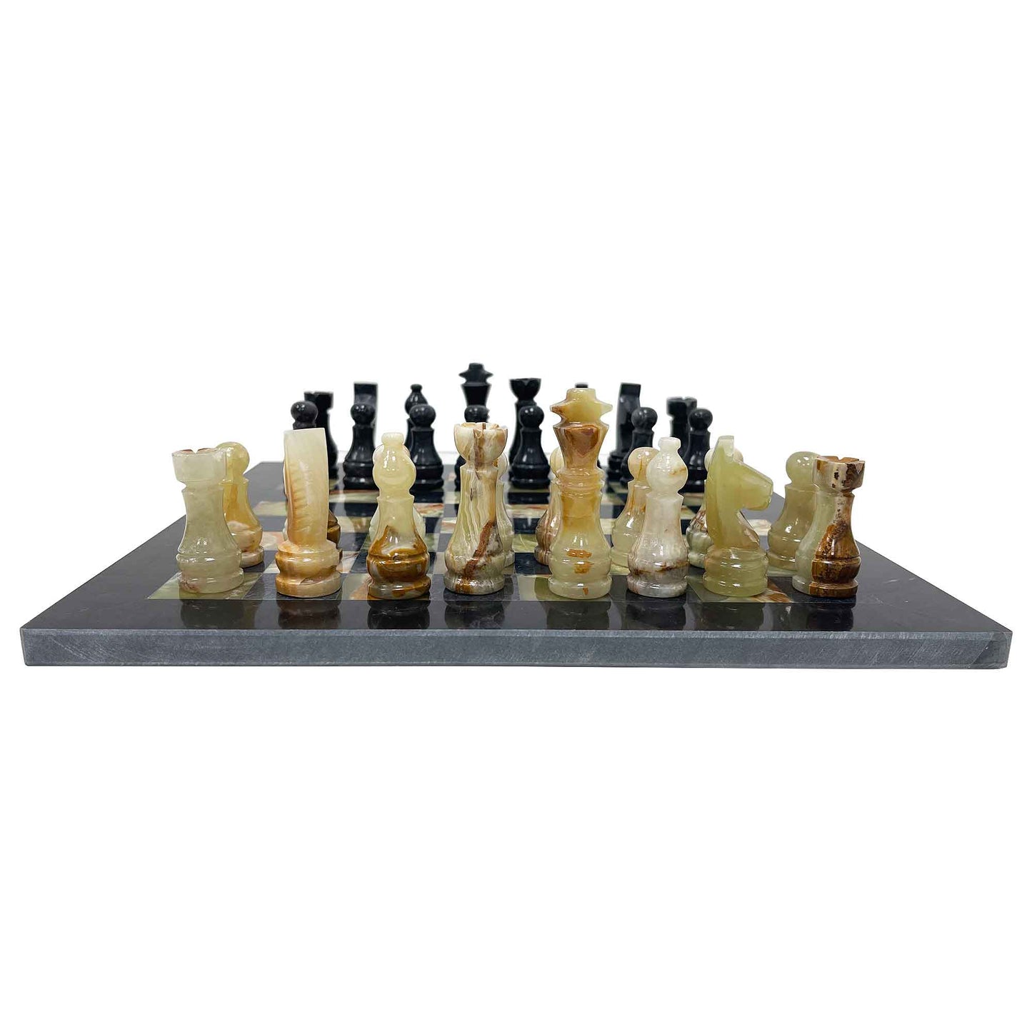 Onyx Black Marble Stone Handmade Chess Board Set - Gem Avenue