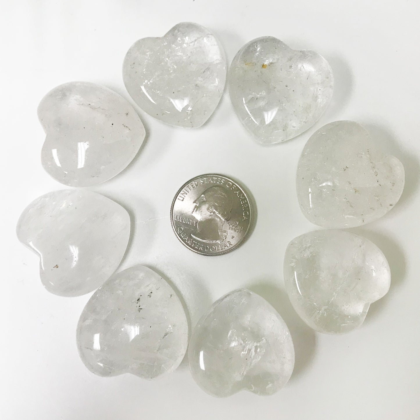 Natural Clear Quartz Gemstone Puff Love Hearts Collectible Palm stones Pocket Stone - Gem Avenue
