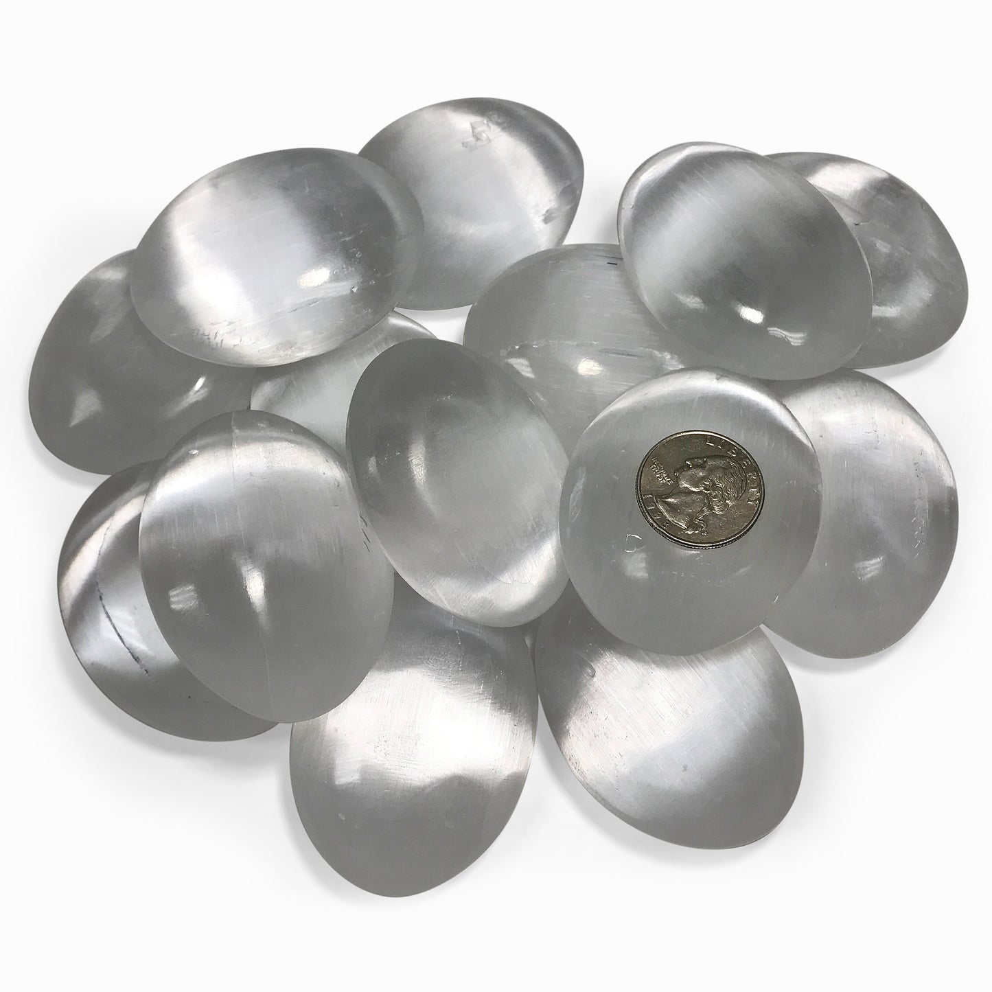 Natural Selenite Palm Stone Crystal Gemstone 3 Oz-Gem Avenue