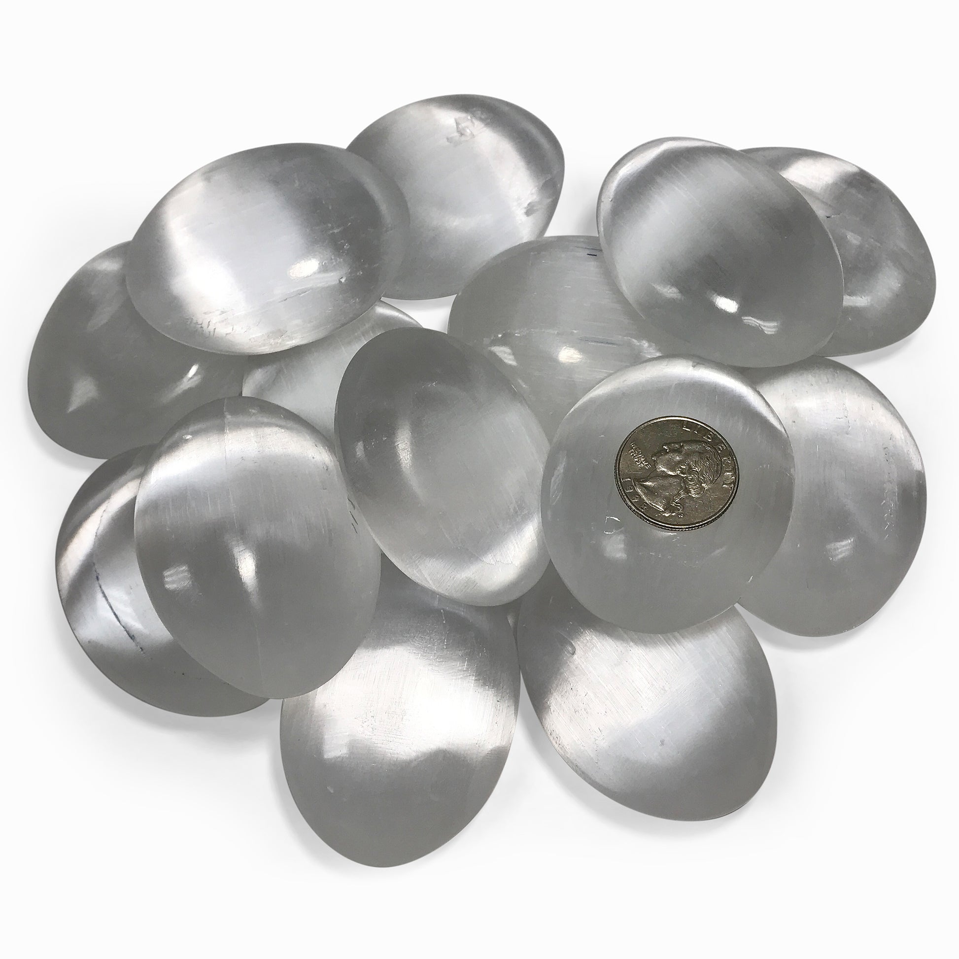 Natural Selenite Palm Stone Crystal Gemstone 3 Oz-Gem Avenue