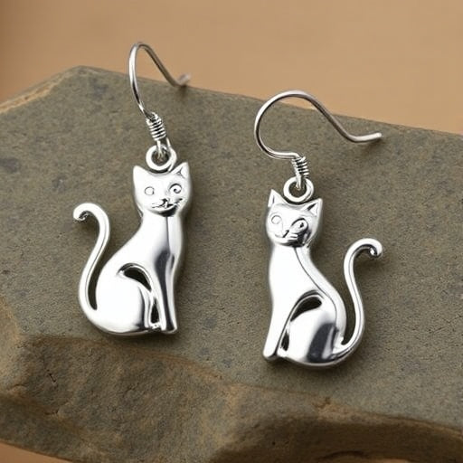 Sterling Silver Cat Earrings