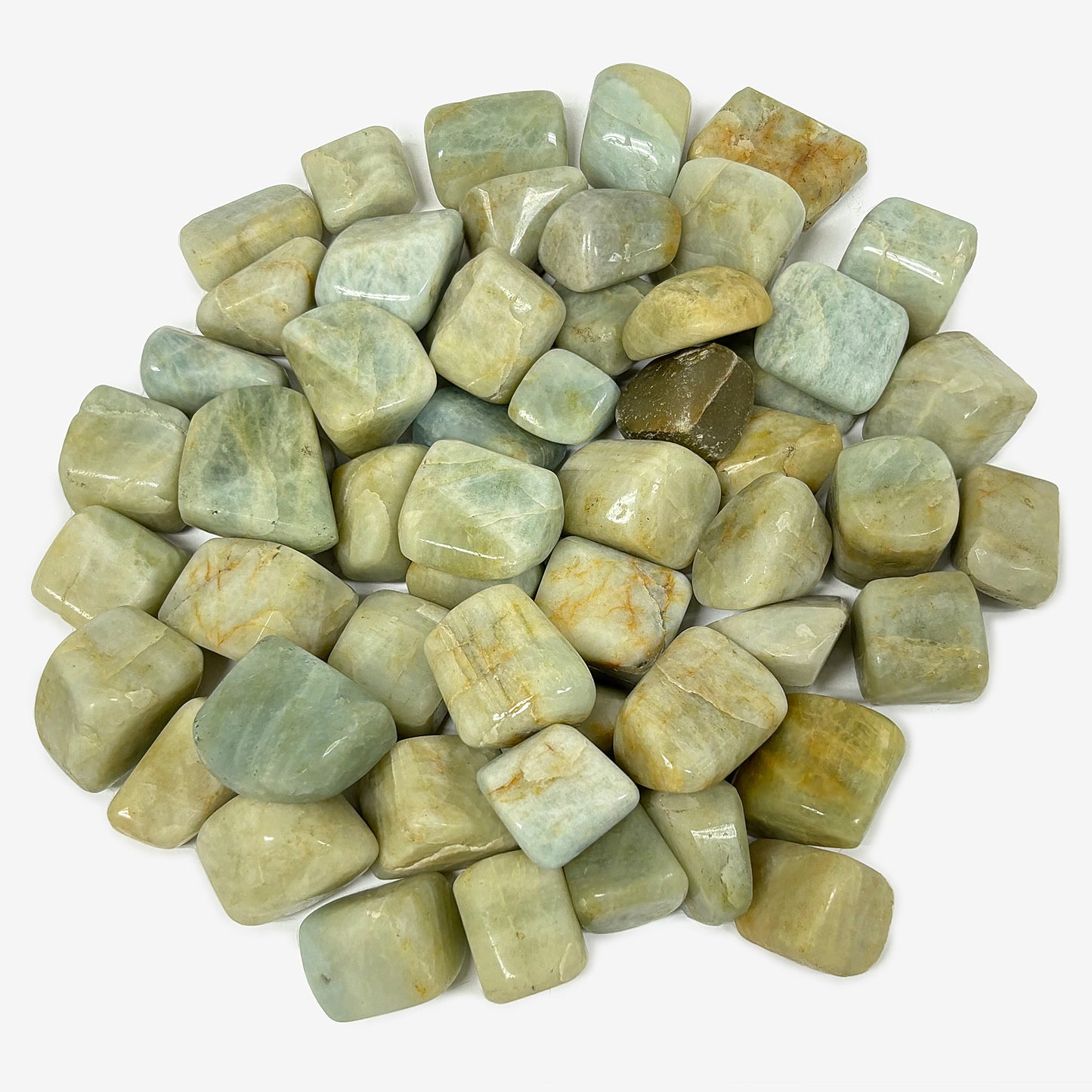 Polished Aquamarine Gemstone Tumbled Stones Natural Healing Crystal for Meditation, Stress Relief, and Positive Energy