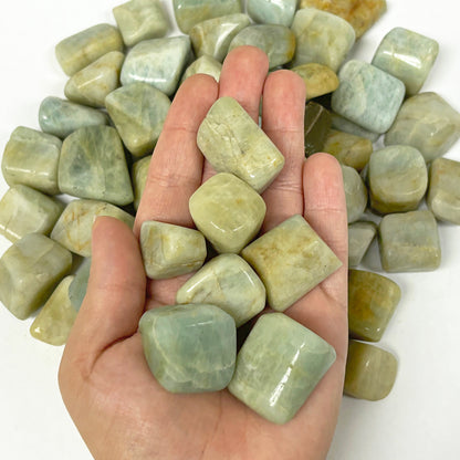 Polished Aquamarine Gemstone Tumbled Stones Natural Healing Crystal for Meditation, Stress Relief, and Positive Energy