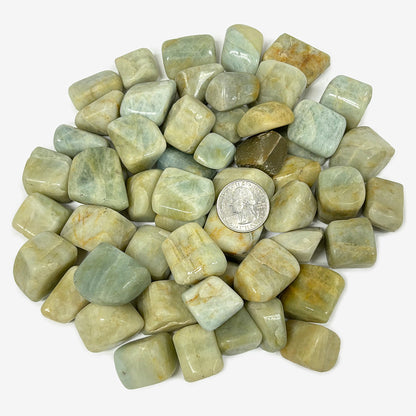 Polished Aquamarine Gemstone Tumbled Stones Natural Healing Crystal for Meditation, Stress Relief, and Positive Energy