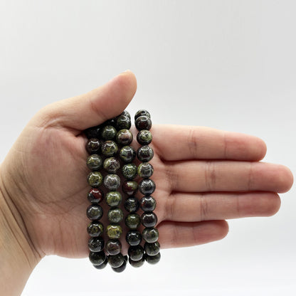 8mm Bloodstone Gemstone Unisex Handmade Stretch Bracelet