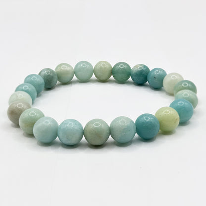 8mm Blue Amazonite Gemstone Unisex Stretch Bracelet