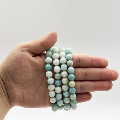 8mm Blue Amazonite Gemstone Unisex Stretch Bracelet