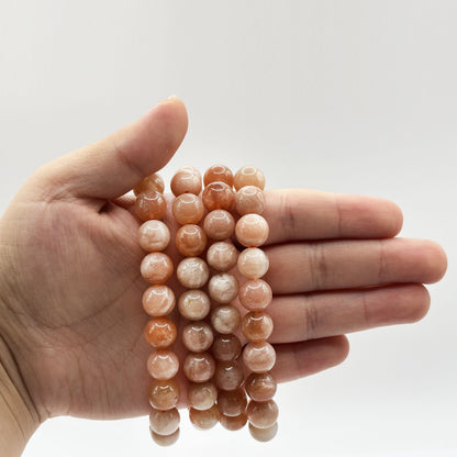Moonstone 10mm Round Beads Handmade Stretch Unisex Bracelets