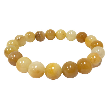Yellow Jade 10mm Round Beads Handmade Stretch Unisex Bracelets-Gem Avenue