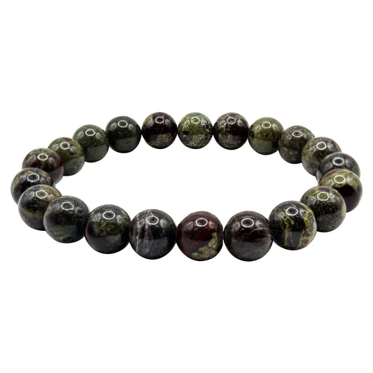 10mm Bloodstone Gemstone Unisex Handmade Stretch Bracelet