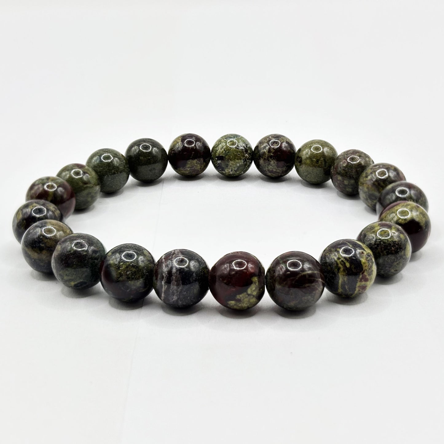 10mm Bloodstone Gemstone Unisex Handmade Stretch Bracelet