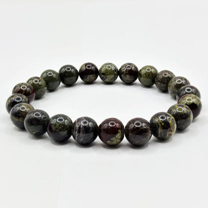10mm Bloodstone Gemstone Unisex Handmade Stretch Bracelet