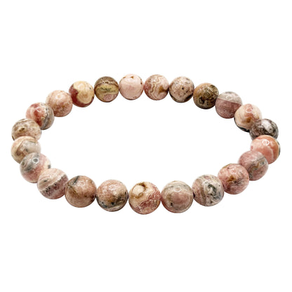 Rhodochrosite 8mm Round Beads Handmade Stretch Unisex Bracelets