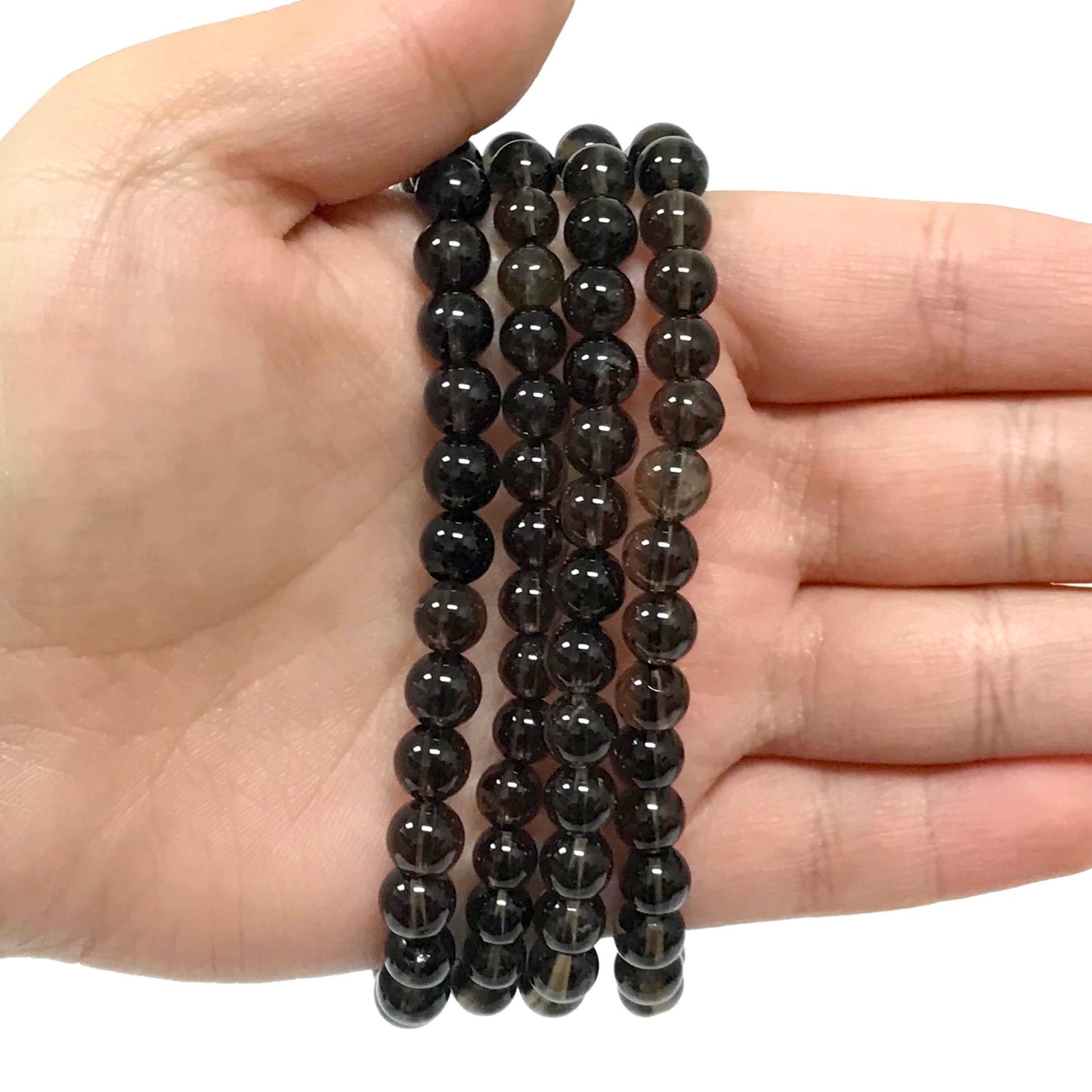 Smoky Quartz Gemstone Bead Unisex Stretch Bracelet - Gem Avenue
