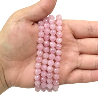 Rose Quartz Gemstone Bead Unisex Stretch Bracelet - Gem Avenue