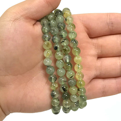 Prehnite Gemstone Bead Unisex Stretch Bracelet - Gem Avenue