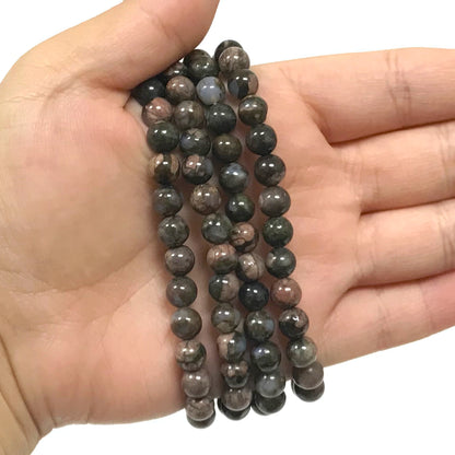 Llanite Gemstone Bead Unisex Stretch Bracelet - Gem Avenue