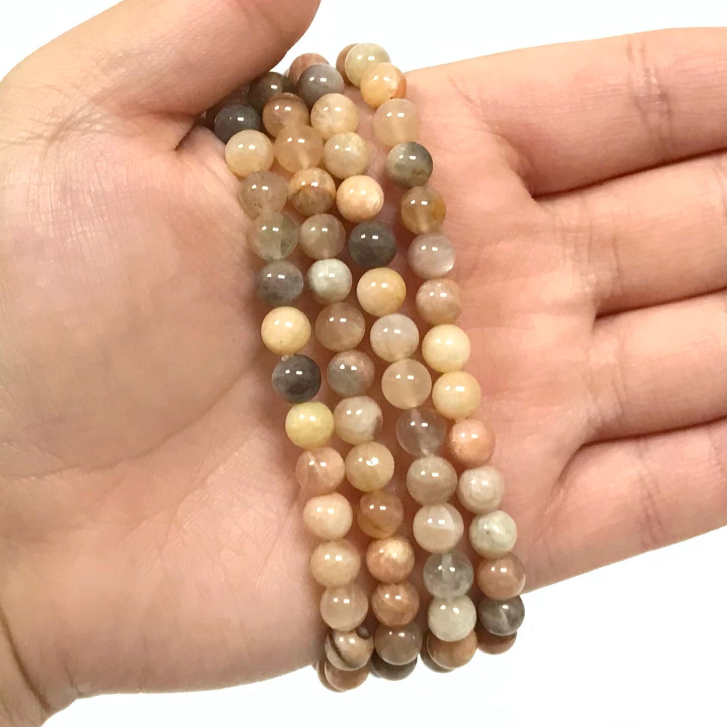 Moonstone Gemstone Bead Unisex Stretch Bracelet - Gem Avenue