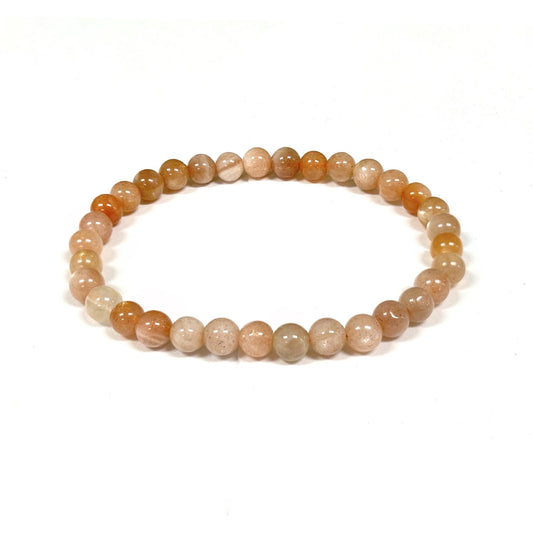 6mm Moonstone Gemstone Round Bead Unisex Stretch Bracelet - Gem Avenue