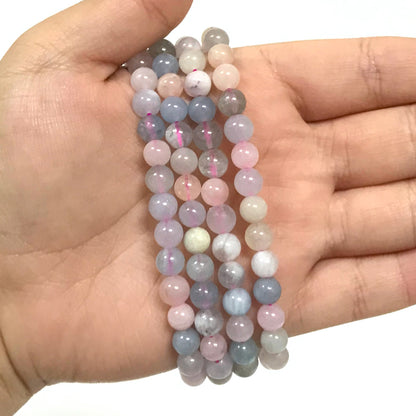 Morganite Gemstone Bead Unisex Stretch Bracelet - Gem Avenue
