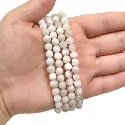 Rainbow Moonstone Gemstone Bead Unisex Stretch Bracelet - Gem Avenue