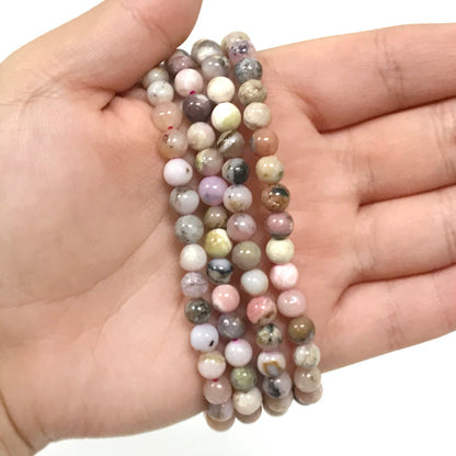 Pink Opal Gemstone Bead Unisex Stretch Bracelet - Gem Avenue
