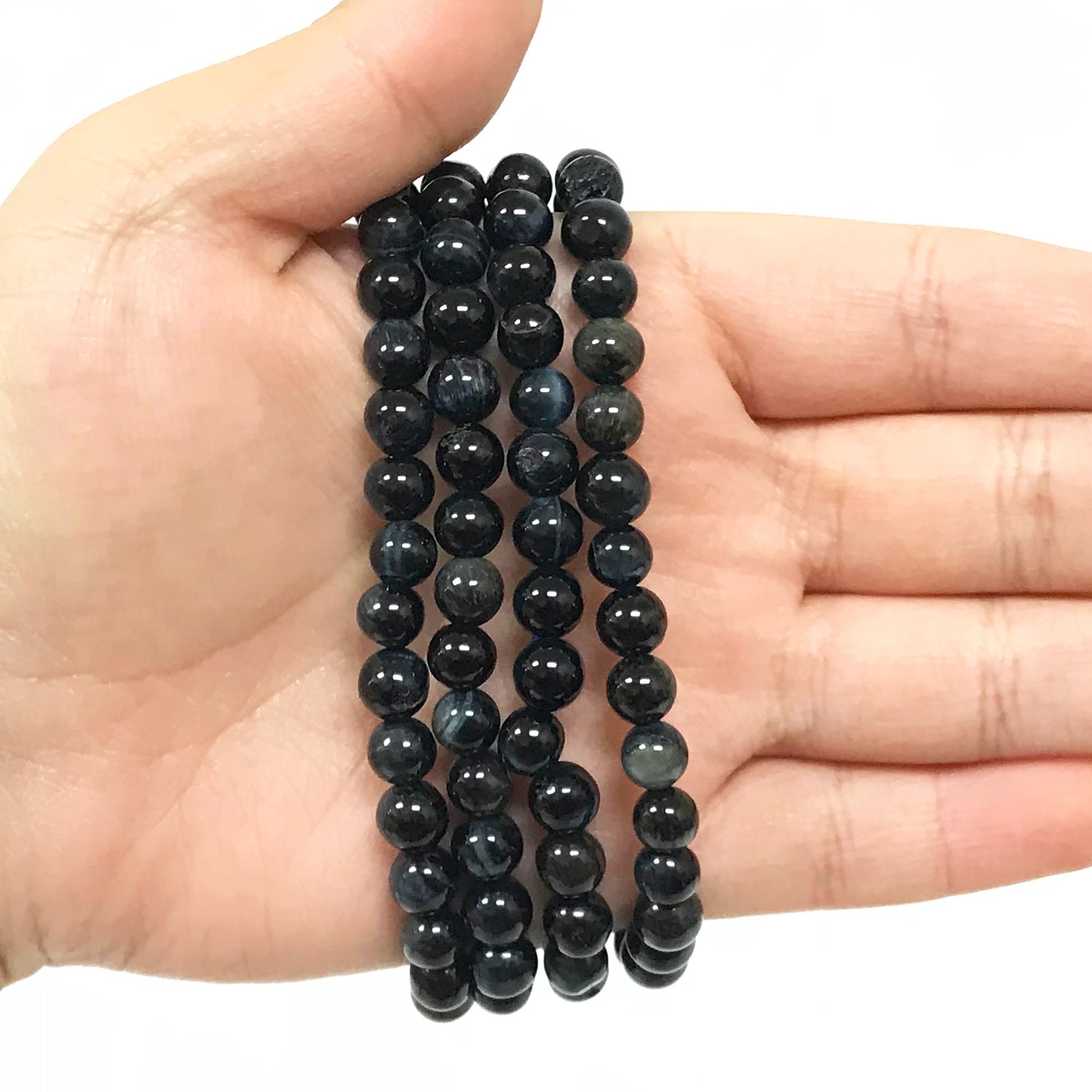 Blue Tiger Eye Gemstone Bead Unisex Stretch Bracelet - Gem Avenue