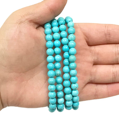 Natural Turquoise Gemstone Bead Handmade Stretch Unisex Bracelet - Gem Avenue