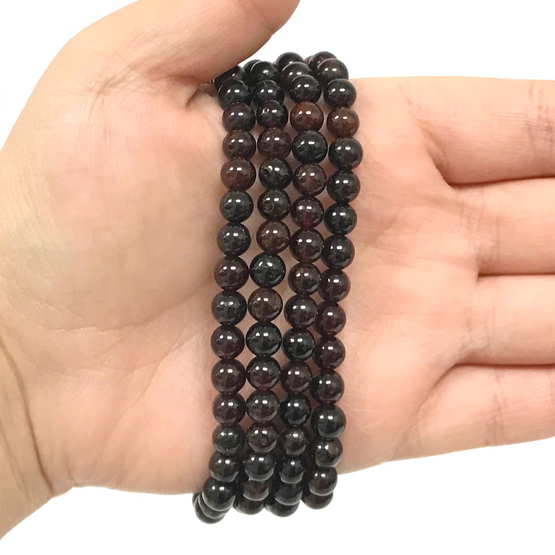 Garnet Gemstone Bead Unisex Stretch Bracelet - Gem Avenue