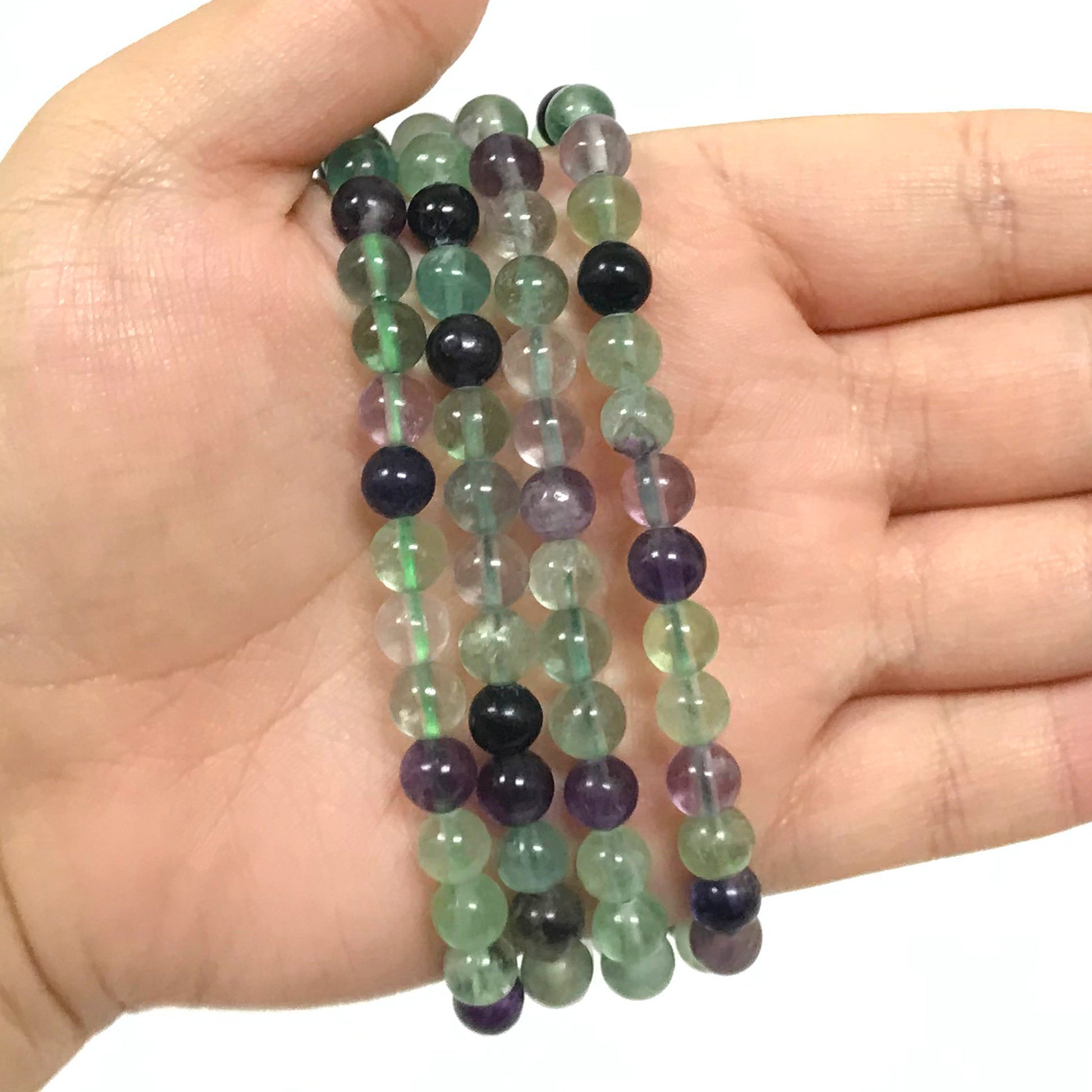 Fluorite Gemstone Bead Unisex Stretch Bracelet - Gem Avenue