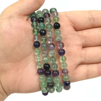 Fluorite Gemstone Bead Unisex Stretch Bracelet - Gem Avenue