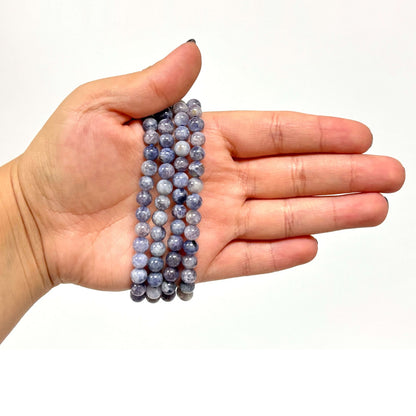 6mm Larvikite Gemstone Round Bead Unisex Stretch Bracelet - Gem Avenue