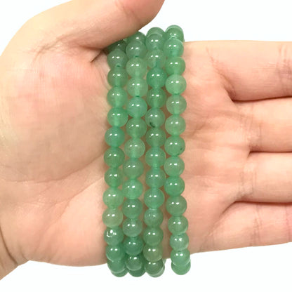 Green Aventurine Gemstone Bead Unisex Stretch Bracelet - Gem Avenue