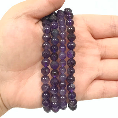 Natural Amethyst Gemstone Bead Handmade Stretch Unisex Bracelet - Gem Avenue