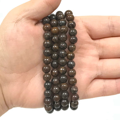 Bronzite Gemstone Bead Unisex Stretch Bracelet - Gem Avenue