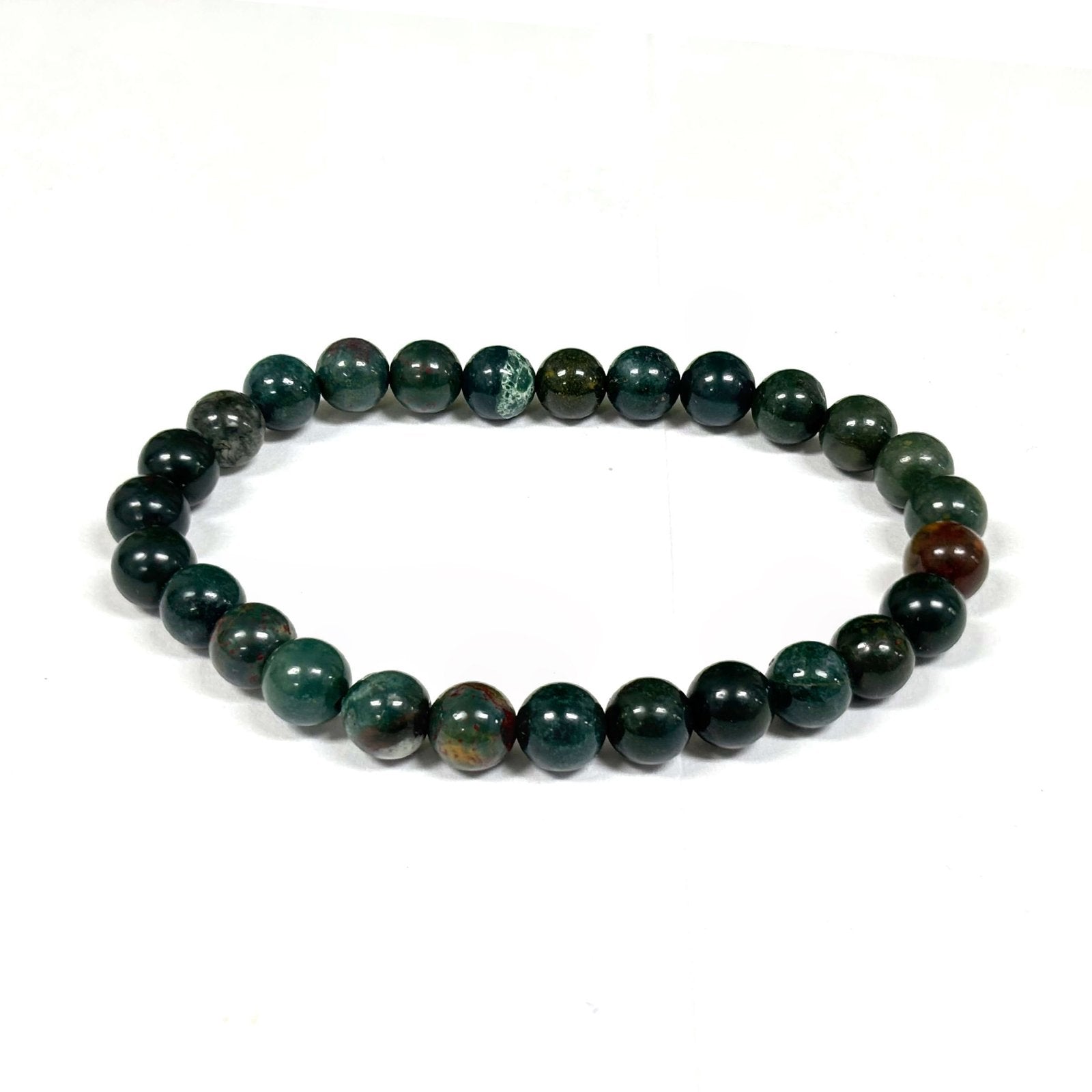 6mm Bloodstone Gemstone Round Bead Unisex Stretch Bracelet - Gem Avenue