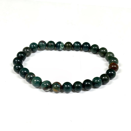 6mm Bloodstone Gemstone Round Bead Unisex Stretch Bracelet - Gem Avenue