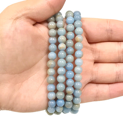 Angelite Gemstone Bead Unisex Stretch Bracelet - Gem Avenue
