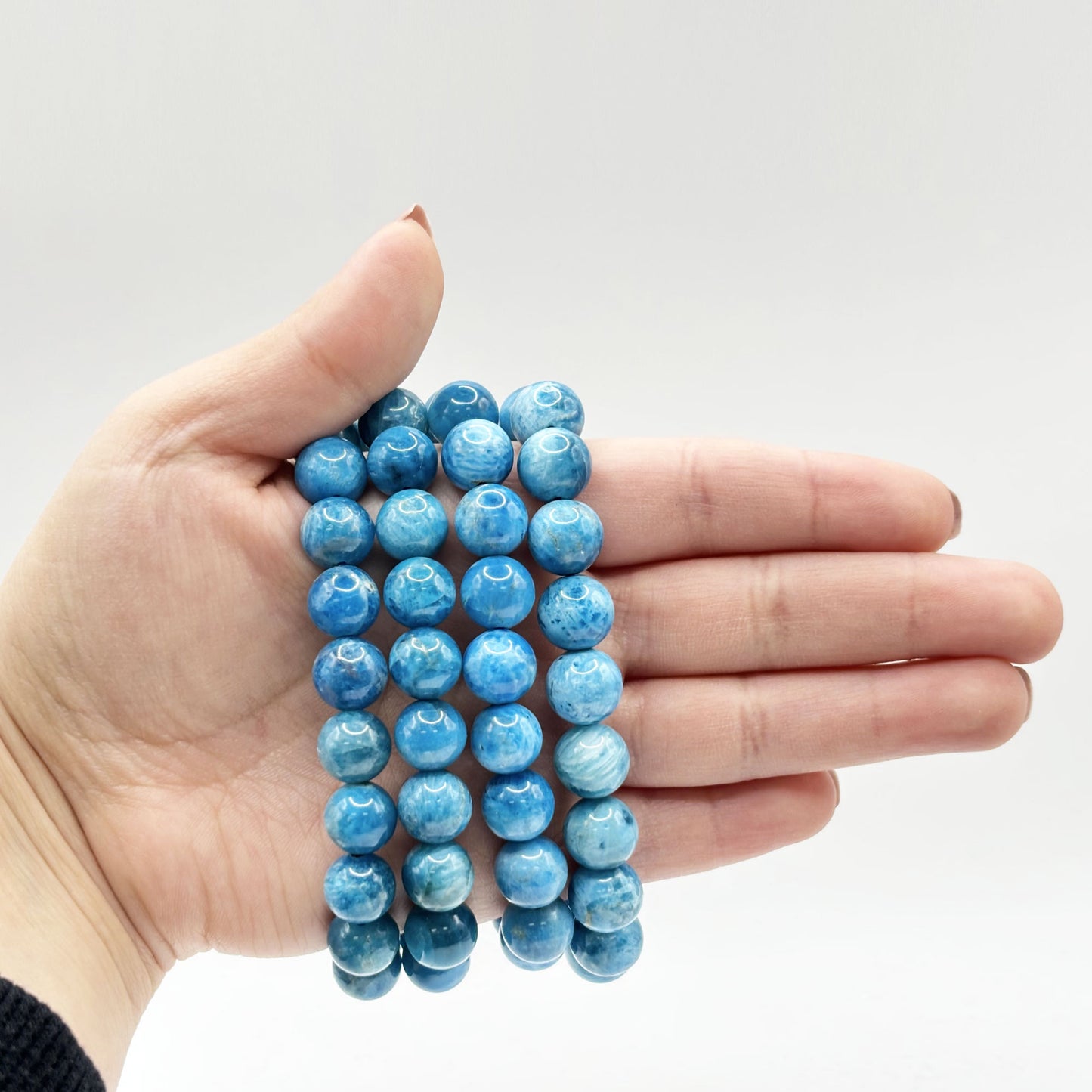 10mm Apatite Gemstone Bracelet Unisex Handmade Stretch Beaded Jewelry