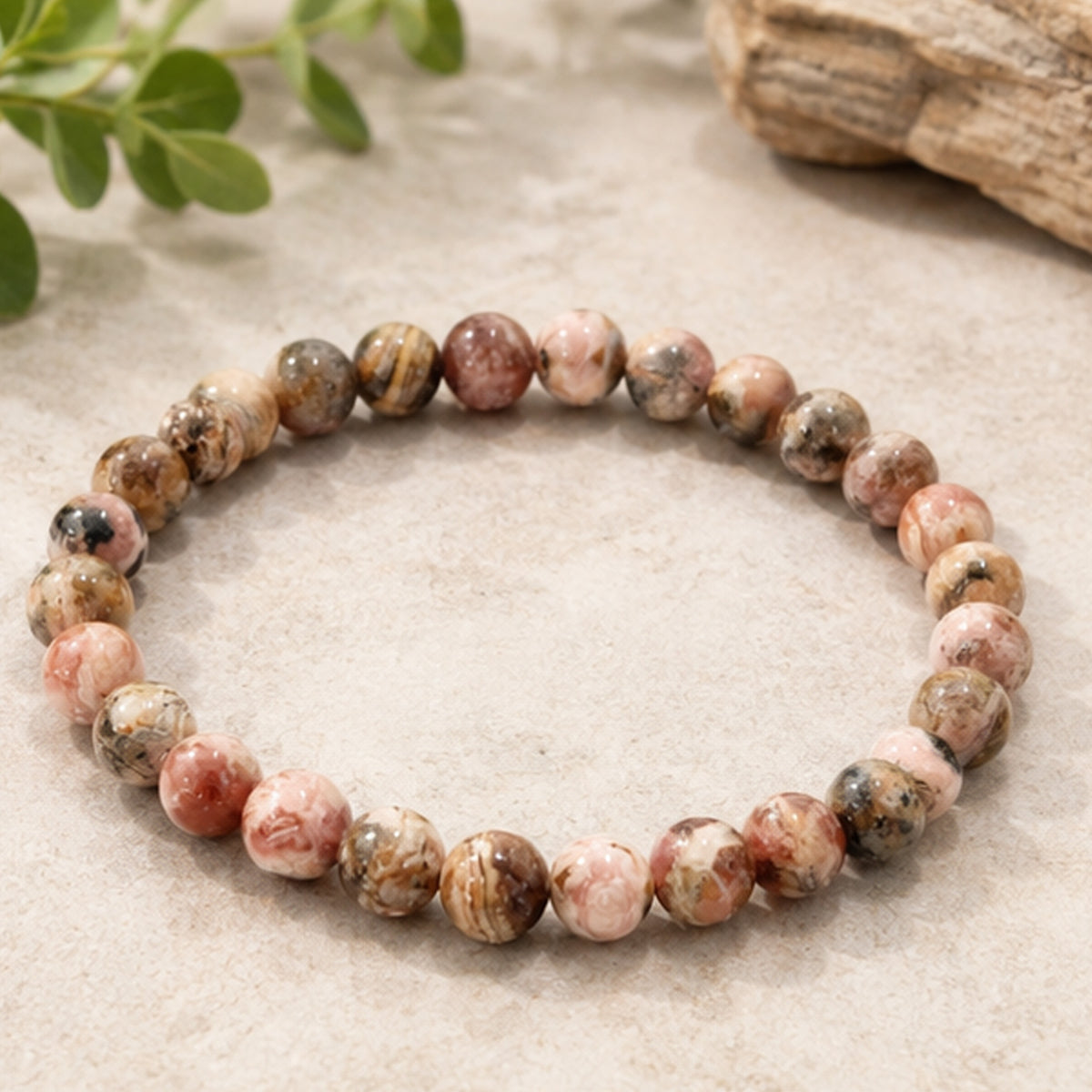 Rhodochrosite 6mm Gemstone Bead Stretch Bracelet Unisex Handmade Natural Stone Jewelry Gift for Men & Women