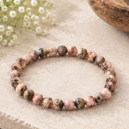 Rhodochrosite 6mm Gemstone Bead Stretch Bracelet Unisex Handmade Natural Stone Jewelry Gift for Men & Women