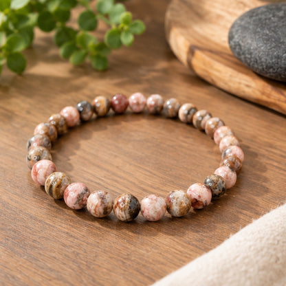 Rhodochrosite 6mm Gemstone Bead Stretch Bracelet Unisex Handmade Natural Stone Jewelry Gift for Men & Women