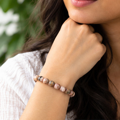 Rhodochrosite 6mm Gemstone Bead Stretch Bracelet Unisex Handmade Natural Stone Jewelry Gift for Men & Women