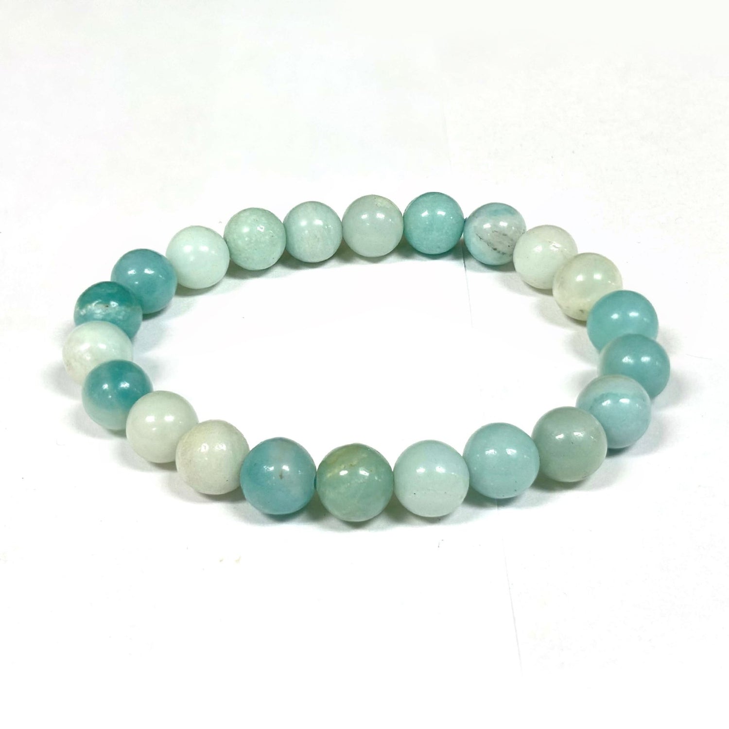 Amazonite Gemstone 8mm Round Bead Unisex Stretch Bracelet - Gem Avenue