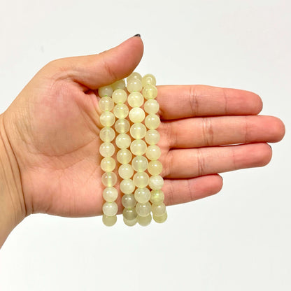 Serpentine Gemstone 8mm Round Bead Unisex Stretch Bracelet - Gem Avenue