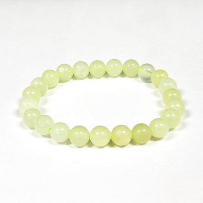 Serpentine Gemstone 8mm Round Bead Unisex Stretch Bracelet - Gem Avenue
