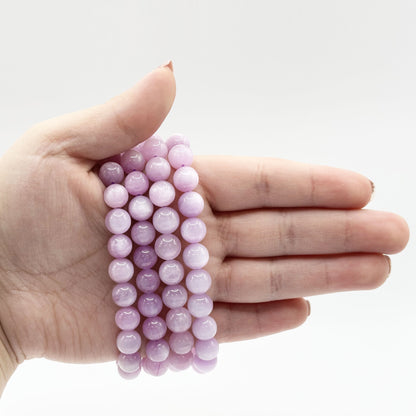 8mm Kunzite Unisex Beaded Stretch Bracelet - Gem Avenue
