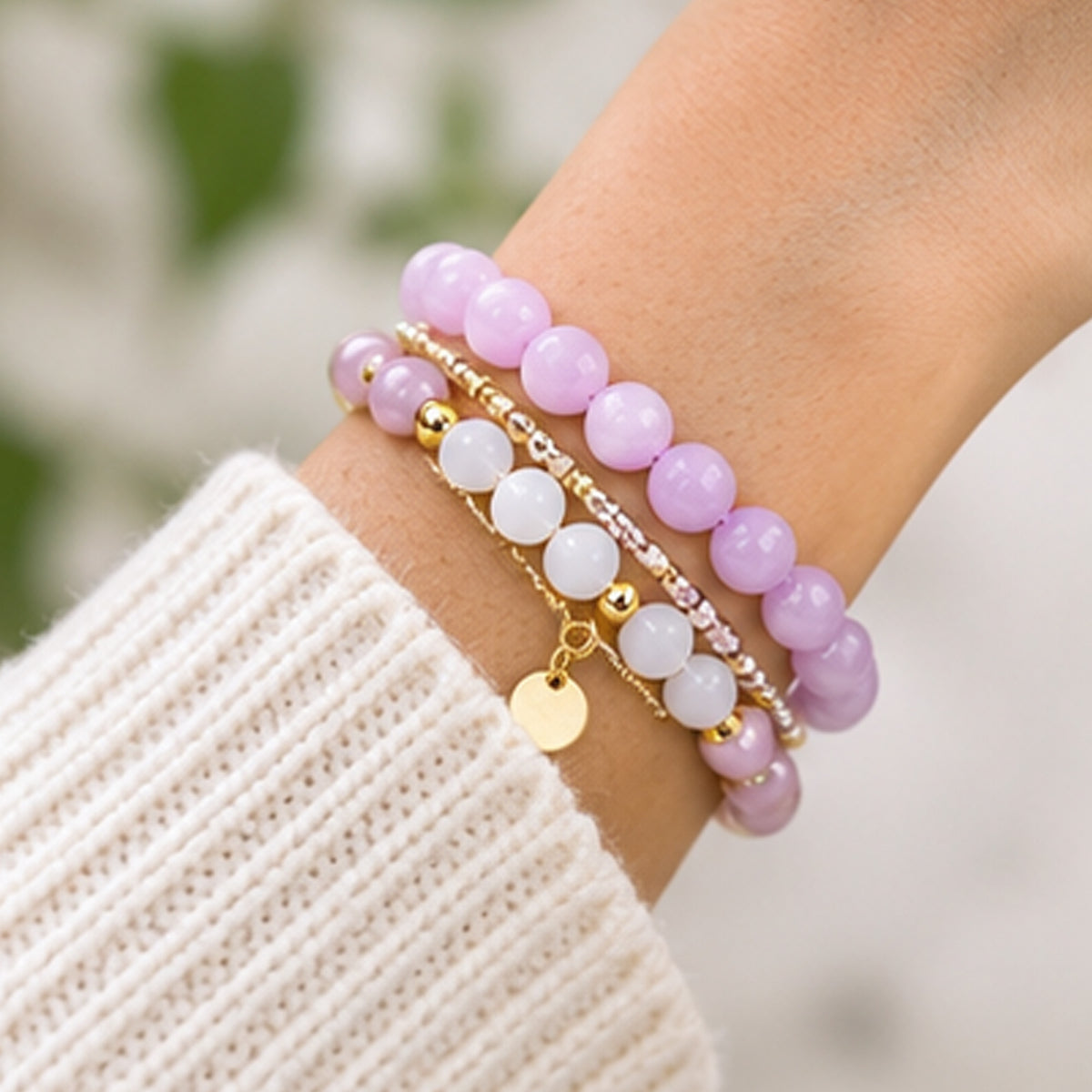 Kunzite 8mm Gemstone Bead Stretch Bracelet Handmade Unisex Natural Stone Jewelry Gift for Men and Women